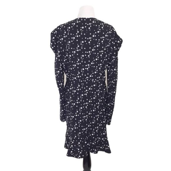 Jonathan Simkhai Star Print Puff Sleeve Wrap Mini Dress Black Size 12 - Picture 5 of 7
